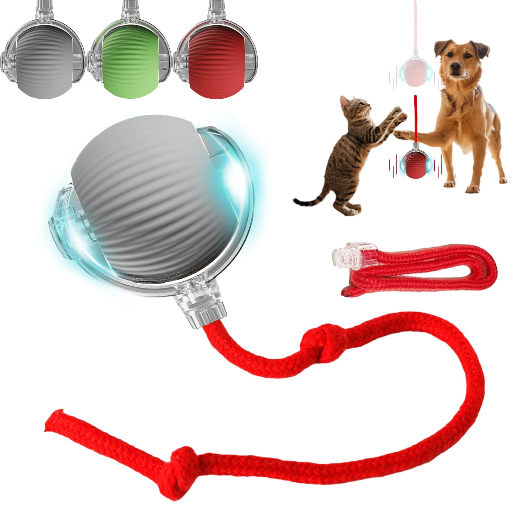 Interactive Dog Cat Toy Ball, Automatic Moving Bouncing Rolling, with Replacement Tail, Pet Smart Chase Ball Rechargeable, Enrichment Toys for Bored Indoor Adult Cats/Dogs