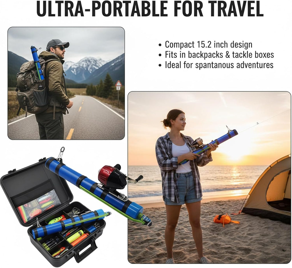 Fishing Catapult Rod, Portable Compact Telescopic Slingshot Fishing Reel, Professional Pole Shooting Hunting Lure Fishings Tools, Saltwater and Freshwater Great Gear for Outdoor Anglers Travel