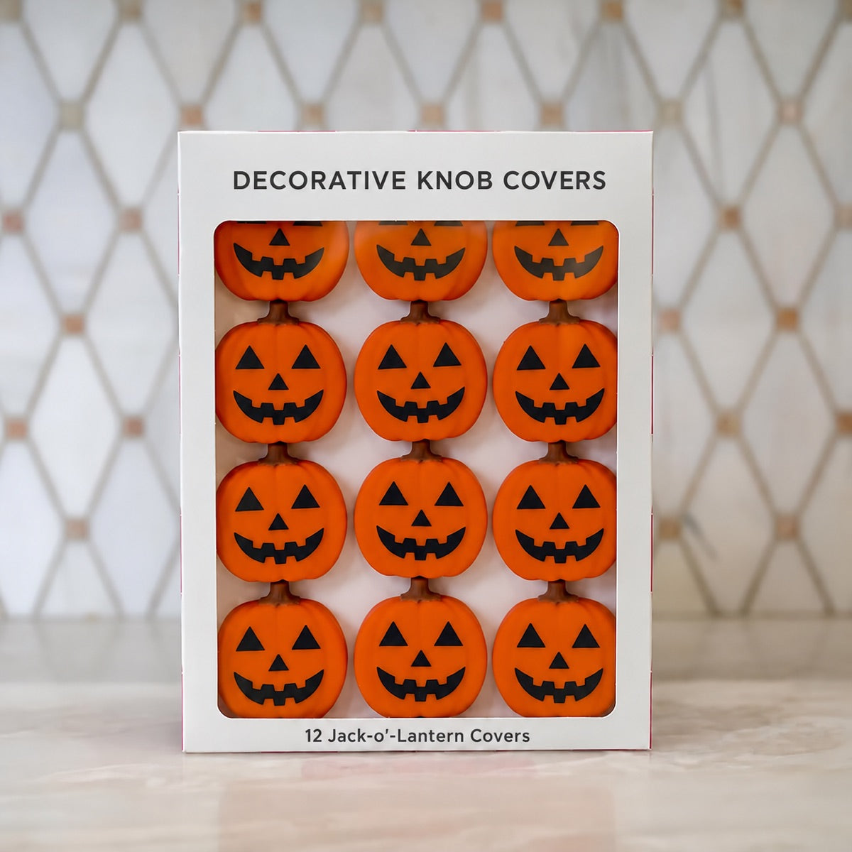12-Pack Halloween Jack-o’-Lantern Knob Covers, Decorative Covers for Cabinet & Drawer Knobs