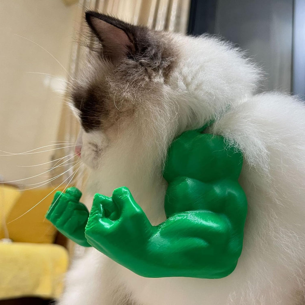 Muscle Cat Neck and Arm Accessory, 3D Printed Creative Giant Arms, Funny Cat Strong Arm Costume, Cat Muscle Arm Pet Cosplay Accessory, Easy to Put On and Take Off, for Halloween, Birthday Parties, Photo Shoots, Pet Prop Hanging Arms