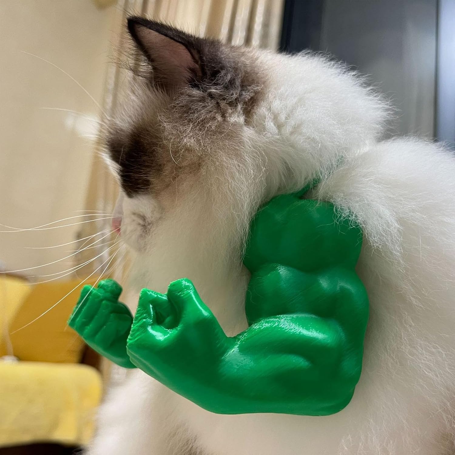 Muscle Cat Neck and Arm Accessory, 3D Printed Creative Giant Arms, Funny Cat Strong Arm Costume, Cat Muscle Arm Pet Cosplay Accessory, Easy to Put On and Take Off, for Halloween, Birthday Parties, Photo Shoots, Pet Prop Hanging Arms