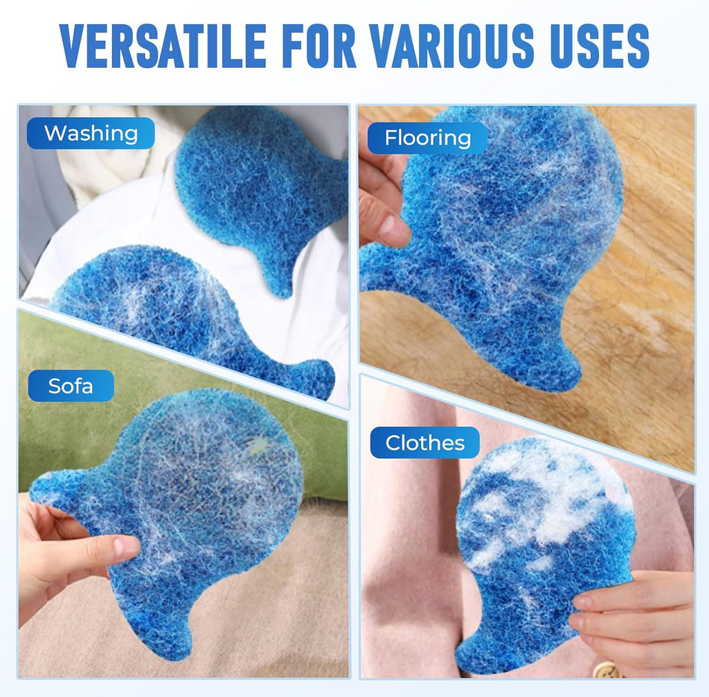 Pet Hair Remover for Laundry, 2026 New Upgrade Reusable Dryer Sheets Pet Hair Remover, Cats Dogs Hairs Catcher Pets Hair Remover Lint Catcher for Washing Machine (Blue-10pcs)