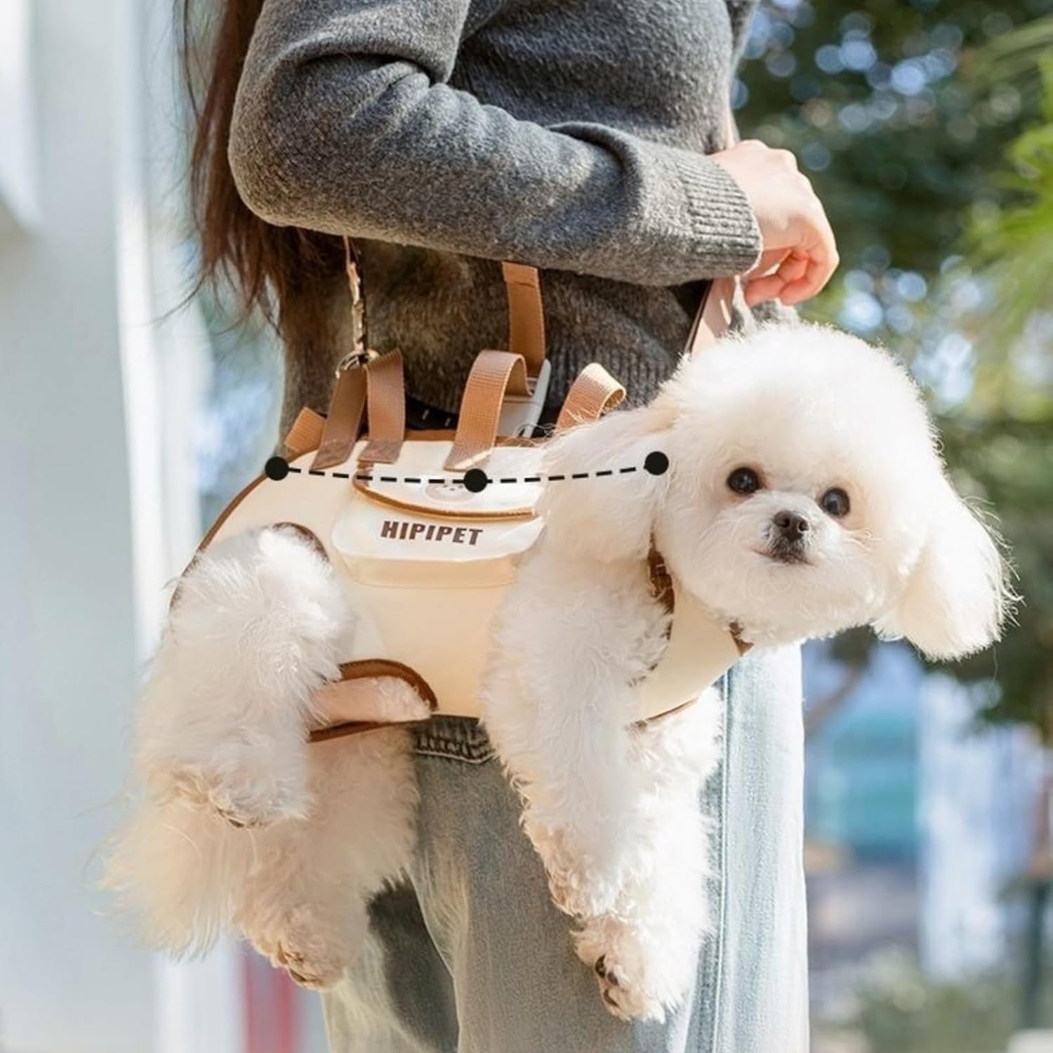 Dog Carrier Backpack, Dog Carrier Backpack Portable Shoulder Bag with Leash for Small Dogs Weighing 1.8-25 lbs, Beige