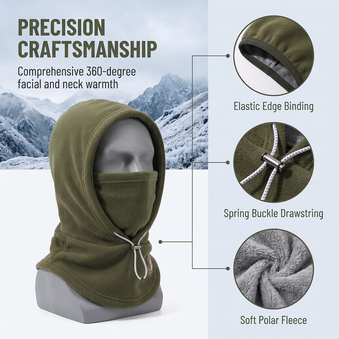3-in-1 Thermal Balaclava Hood – Adjustable Winter Face Cover, Neck Warmer & Cold-Weather Hood for Men and Women