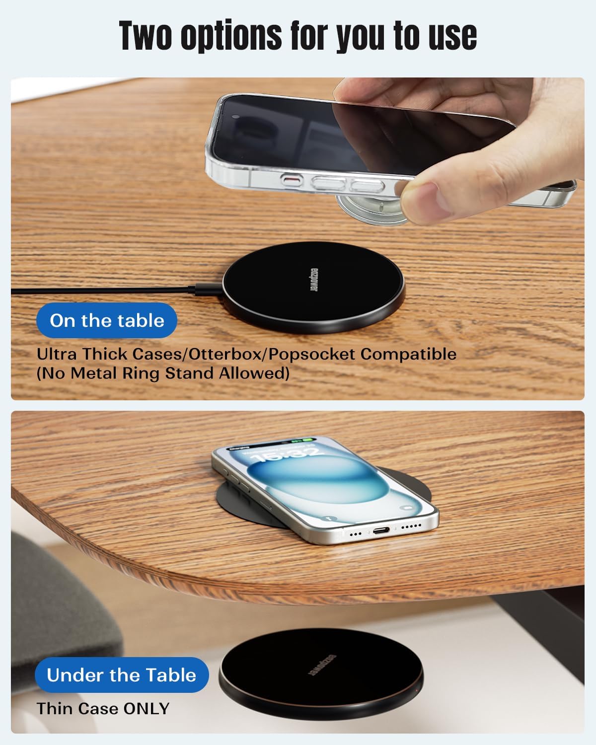 Invisible Wireless Charger, 0-30mm Under Desk Wireless Charger