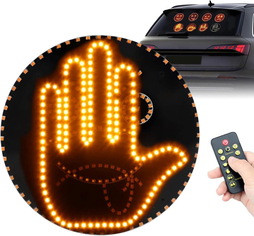 Hfile Hand Car Finger Light with Remote, Hand Gesture Amber LED Light - 14 Modes ...