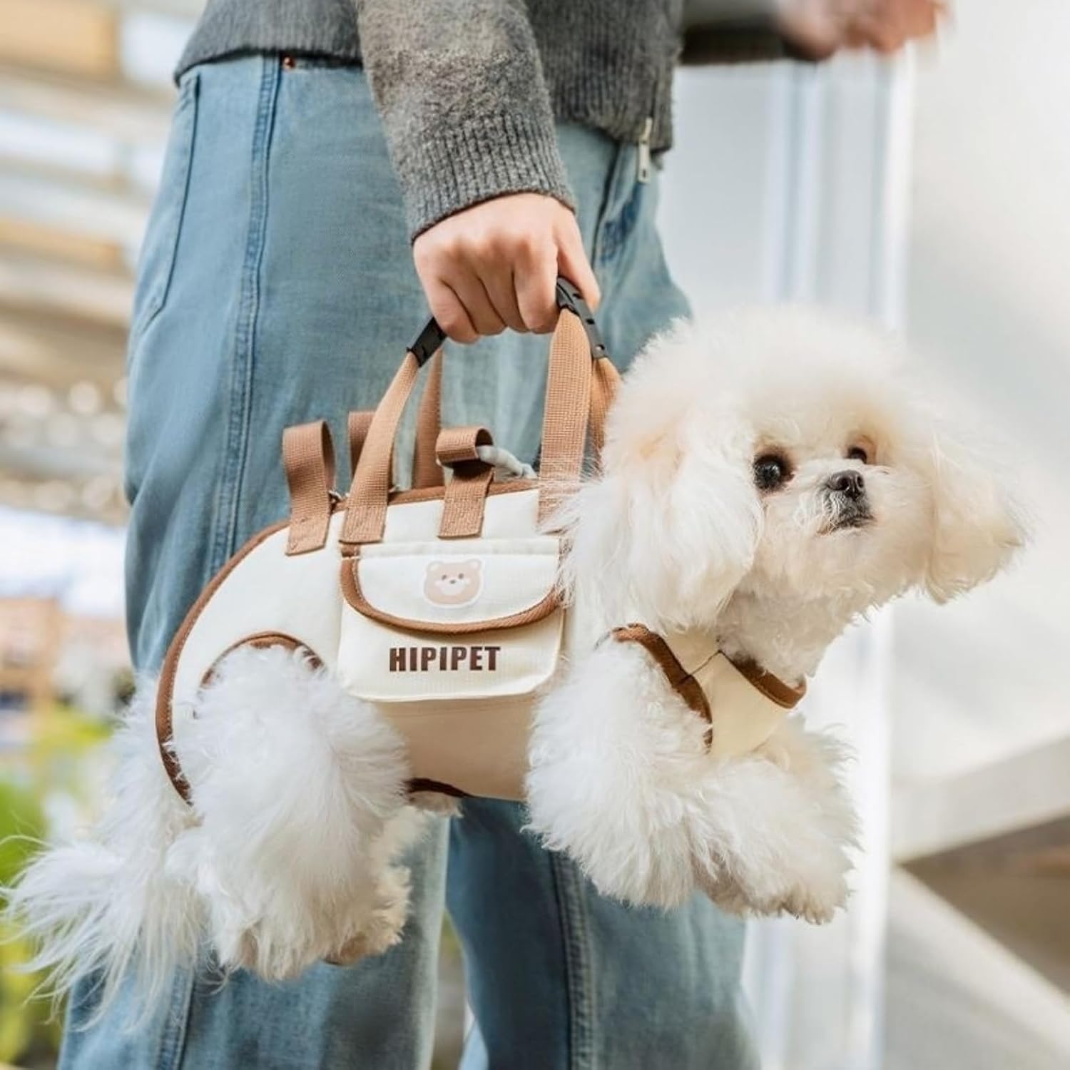 Dog Carrier Backpack, Dog Carrier Backpack Portable Shoulder Bag with Leash for Small Dogs Weighing 1.8-25 lbs, Beige
