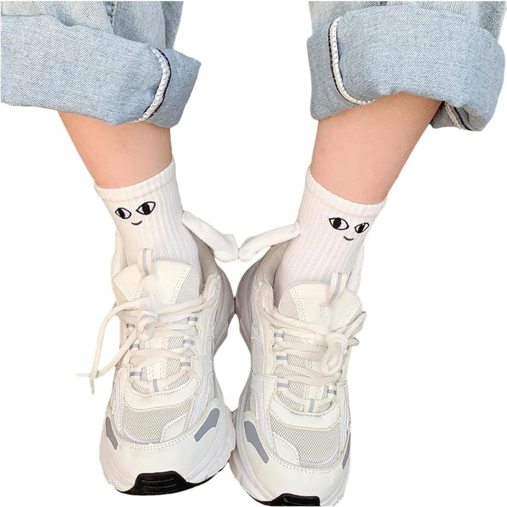 2 Pair Couple Magnetic Hands Socks, Hold Hands Funny Gift, Couple Holding Hands Socks Novelty Socks Friendship Socks, Special Gifts for Women Men,