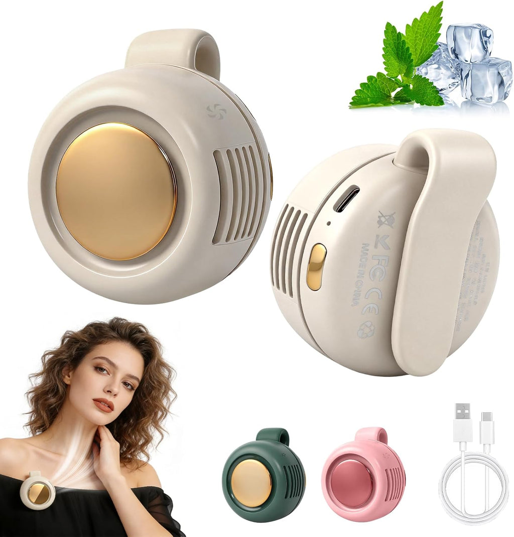 Portable Silent Mini Bladeless Fan Clip On,3 Speeds Clip-On Fans For Shirt,Small Clips Fanmini Whirlwind Fans For Waist Clips Suitable For Outdoor & Travel & Office (Green)