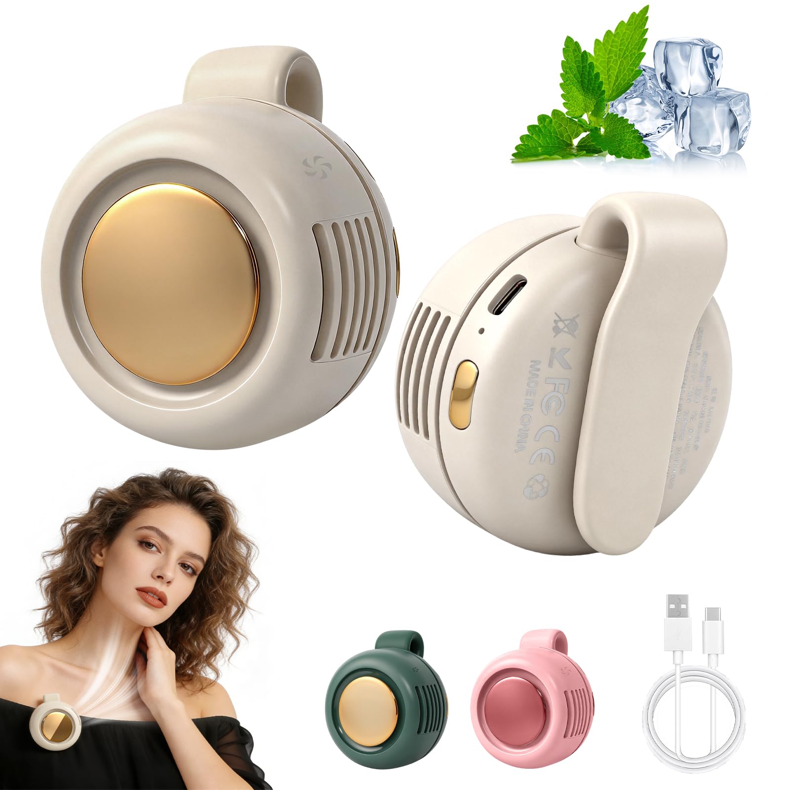 Portable Silent Mini Bladeless Fan Clip On,3 Speeds Clip-On Fans For Shirt,Small Clips Fanmini Whirlwind Fans For Waist Clips Suitable For Outdoor & Travel & Office (Green)