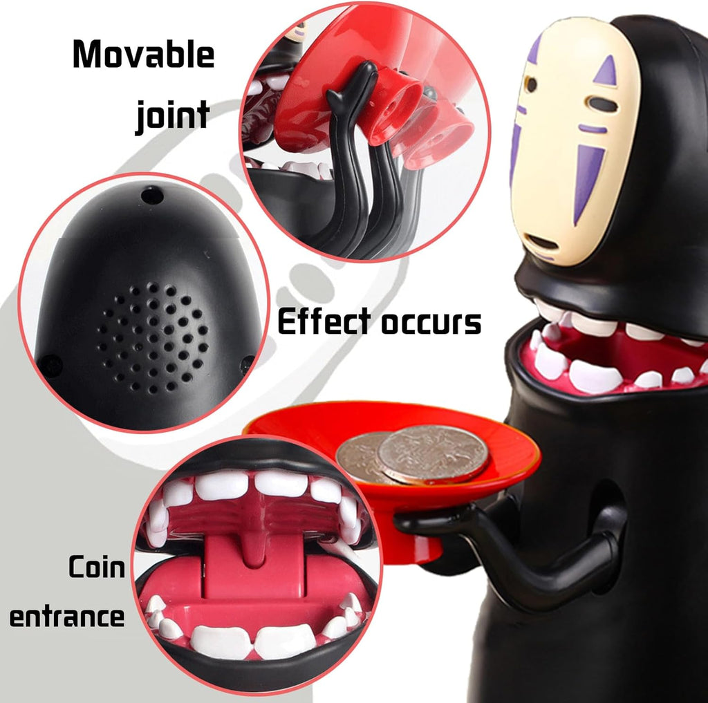 Anime Kawaii Coins Money Box, Piggy Bank, Automatic Swallow Coins, Black, Children, Unisex