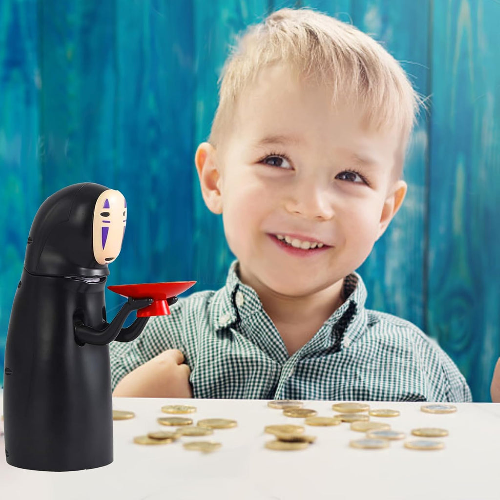 Anime Kawaii Coins Money Box, Piggy Bank, Automatic Swallow Coins, Black, Children, Unisex