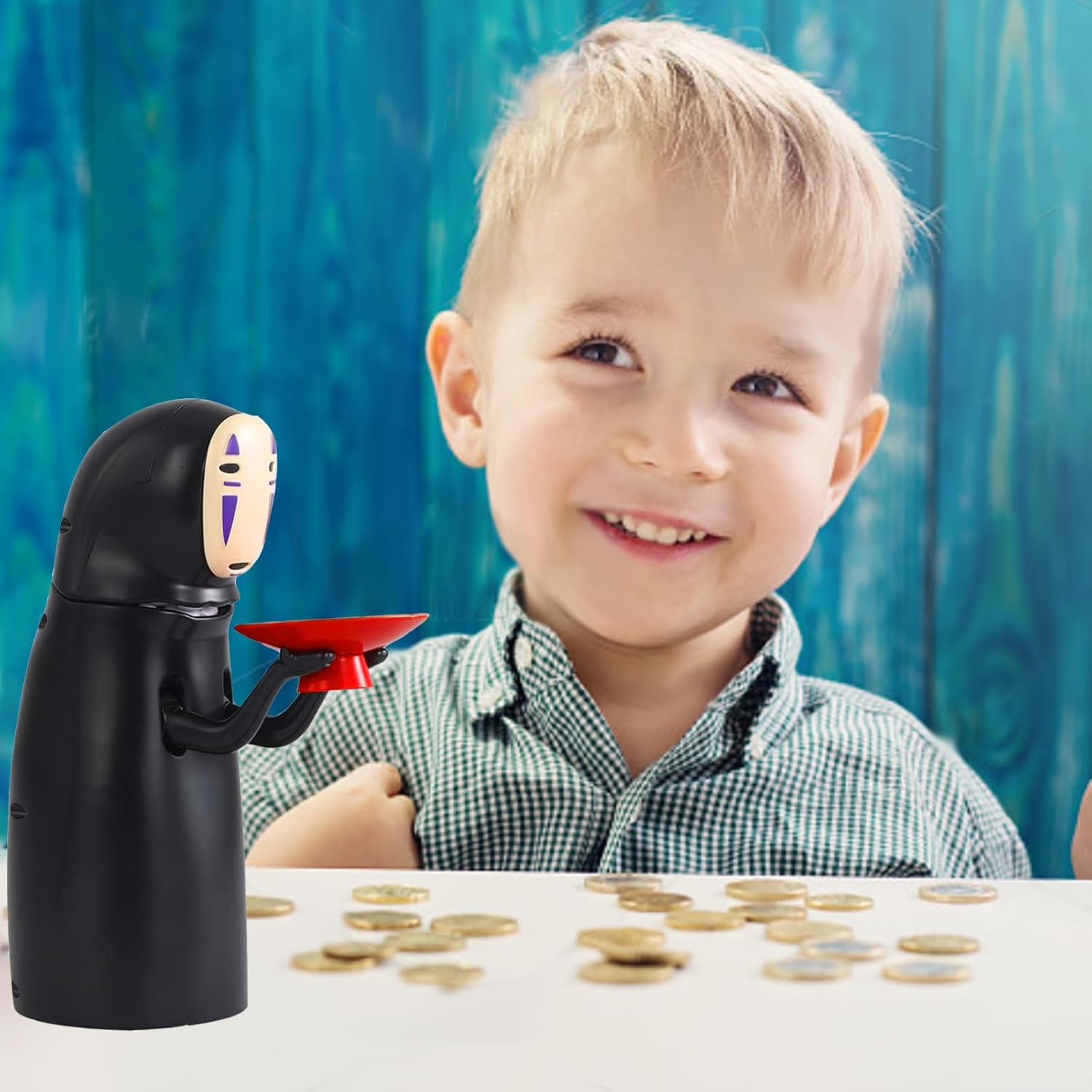 Anime Kawaii Coins Money Box, Piggy Bank, Automatic Swallow Coins, Black, Children, Unisex