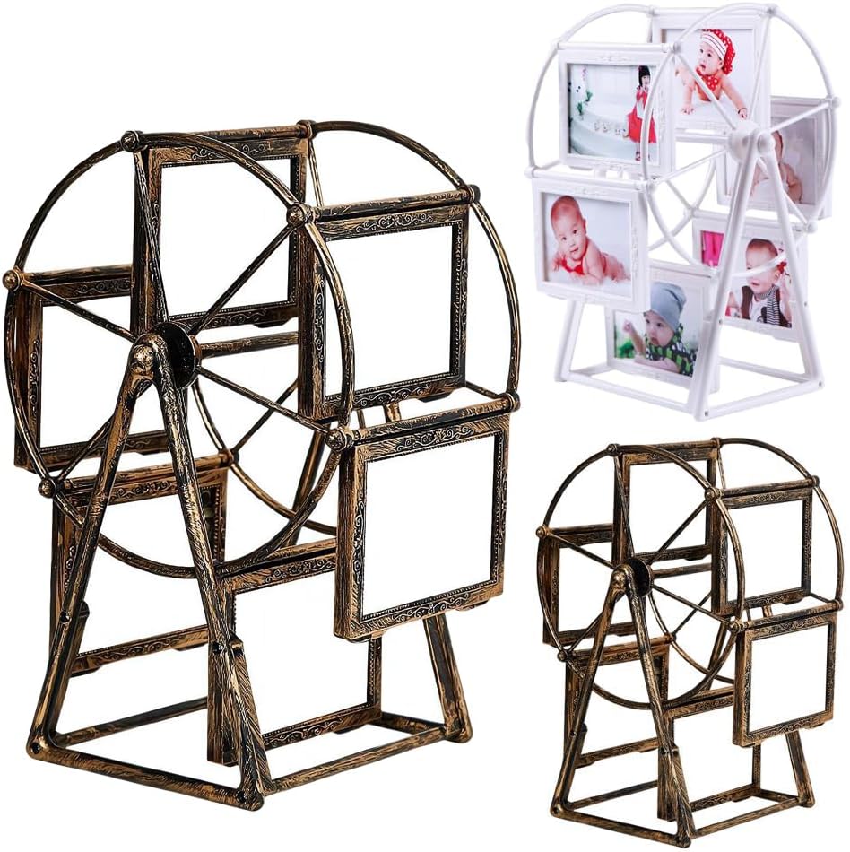 Personalized Rotatable Windmill Ferris Wheel Picture Frames, Vintage Photo Frame with 6 Photo, Desk Table Top Photo Frames for Home Décor  Birthday Gifts