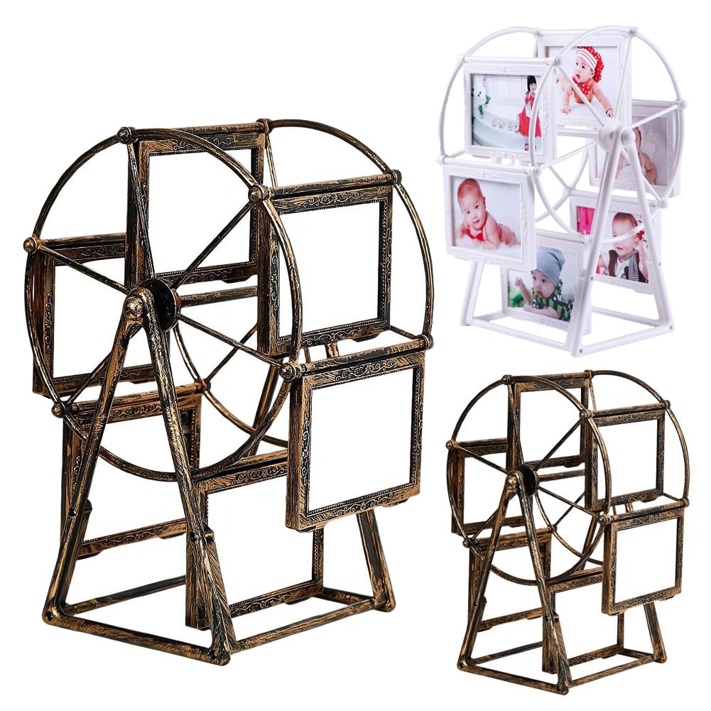 Personalized Rotatable Windmill Ferris Wheel Picture Frames, Vintage Photo Frame with 6 Photo, Desk Table Top Photo Frames for Home Décor  Birthday Gifts