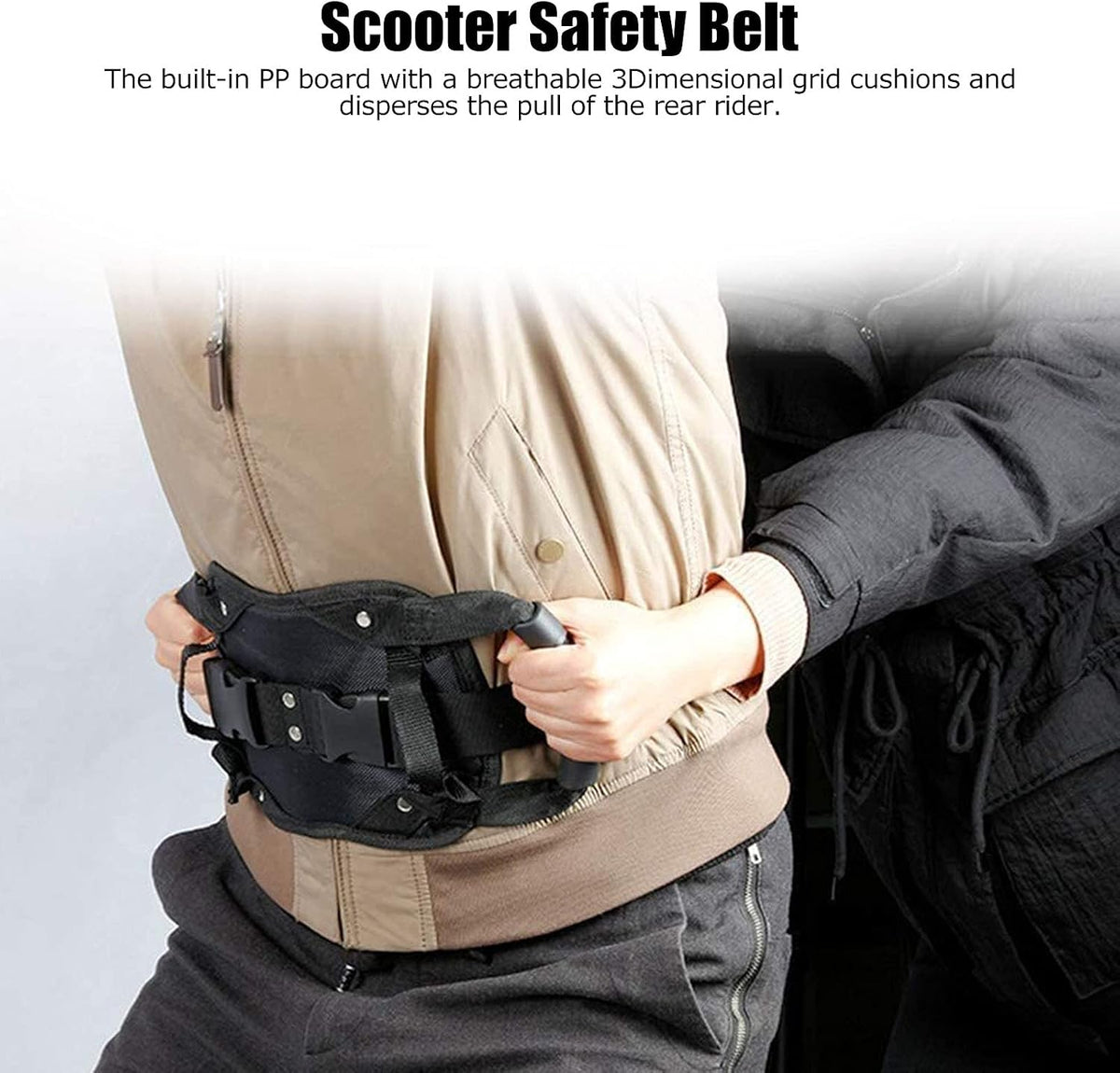 Adjustable Motorcycle Passenger Grip Belt with Dual Handles, Oxford Cloth & Breathable Mesh Support Strap for Scooter, Bike & Rear Rider Use