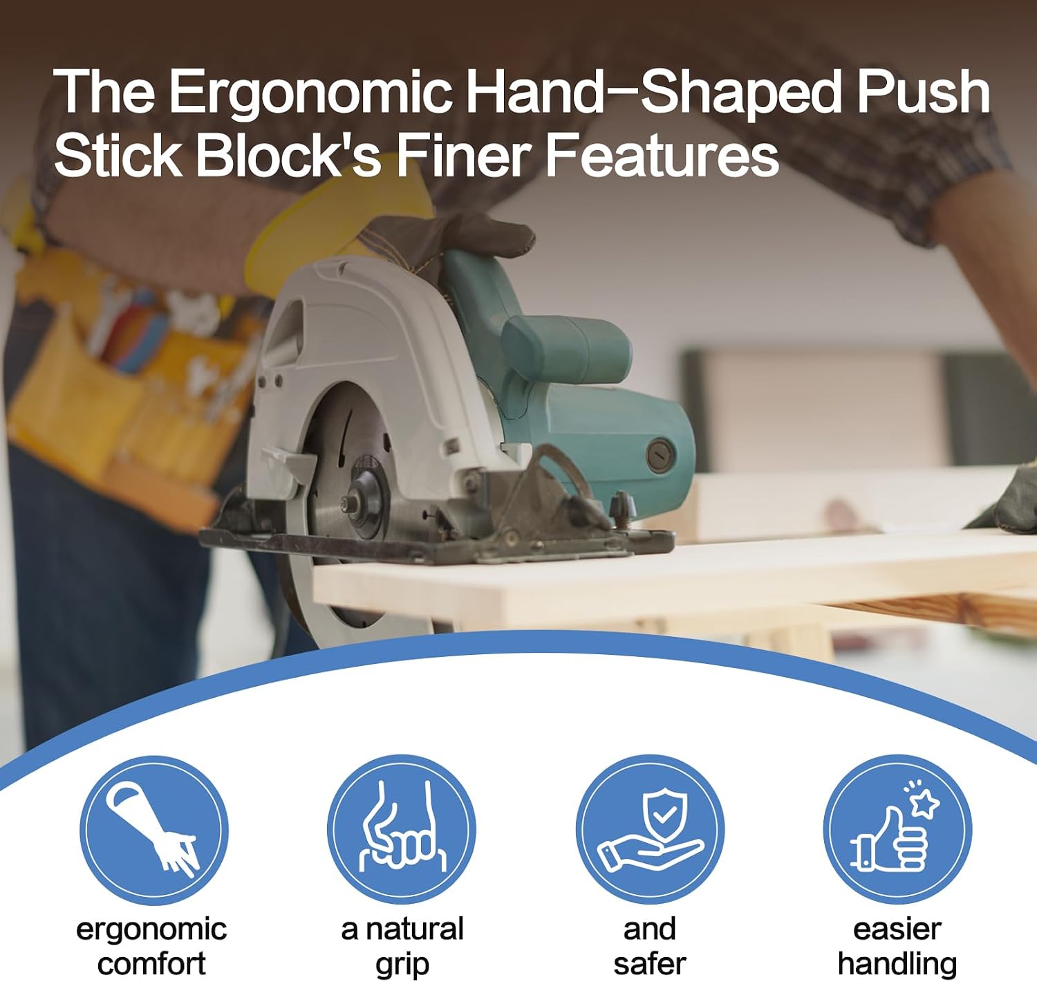 Table Saw Push Stick Hand-Shaped Push Block for Miter Saw, Router Table, Jointer – Unique Woodworking Gift for Dad, Father’s Day Project Tool, Safety Stick for Saw Table