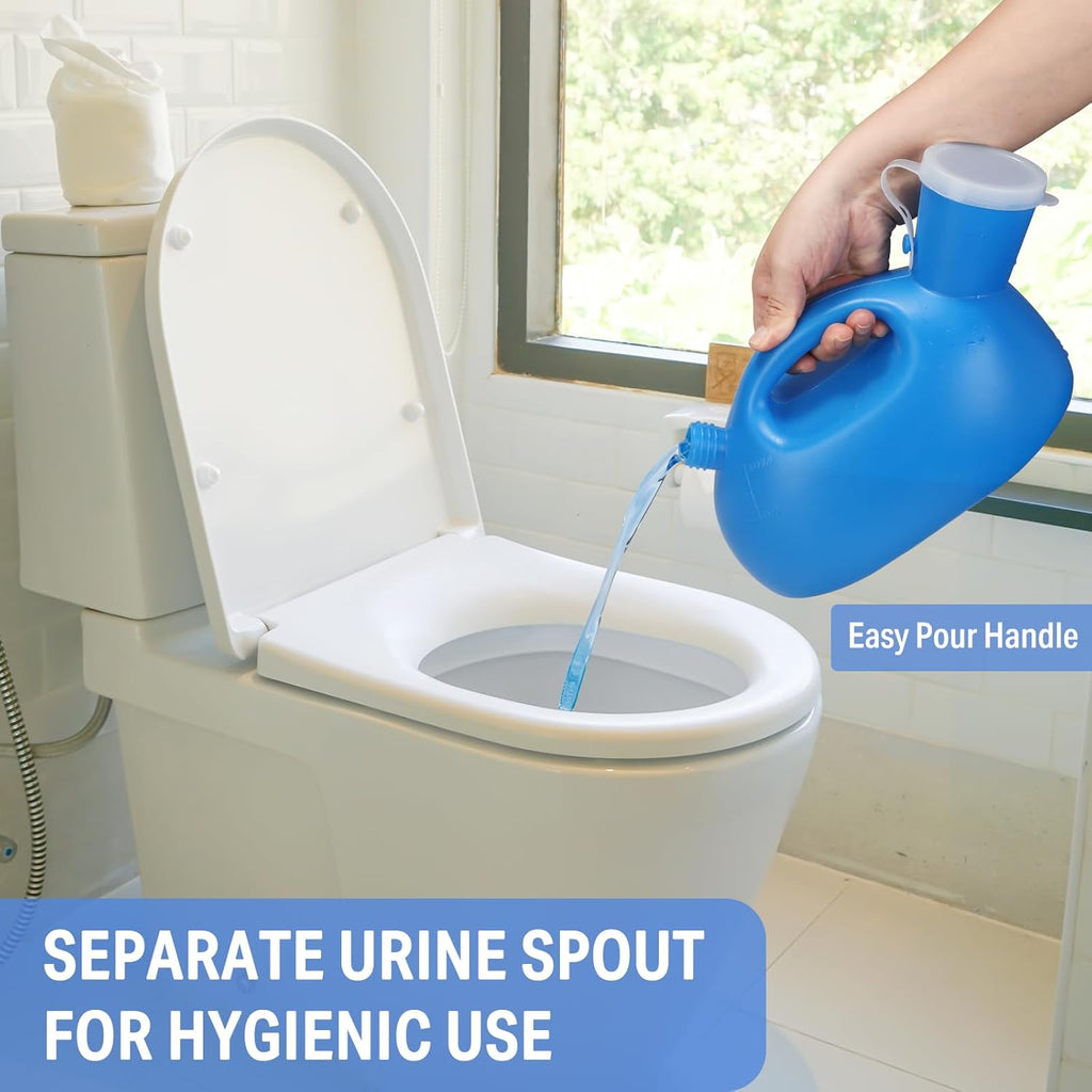 Urinals for Men - Male Urine Bottle Spill Proof Men Urinal Bottle w/Separate Urine Outlet Portable Pee Container 68 OZ for Hospital Home Camping Car Travel Leakproof 59" Shrinkable Hose