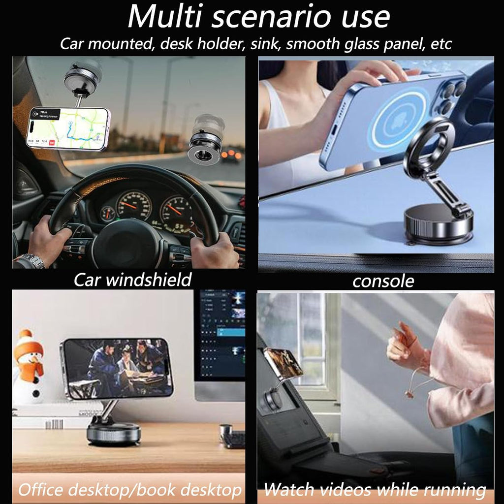 Car Phone Holder for Magsafe, 360° Rotation, Foldable Magnetic Dashboard Phone Holder, Compatible with iPhone 16/15/14/13/12 and All Android Smartphones