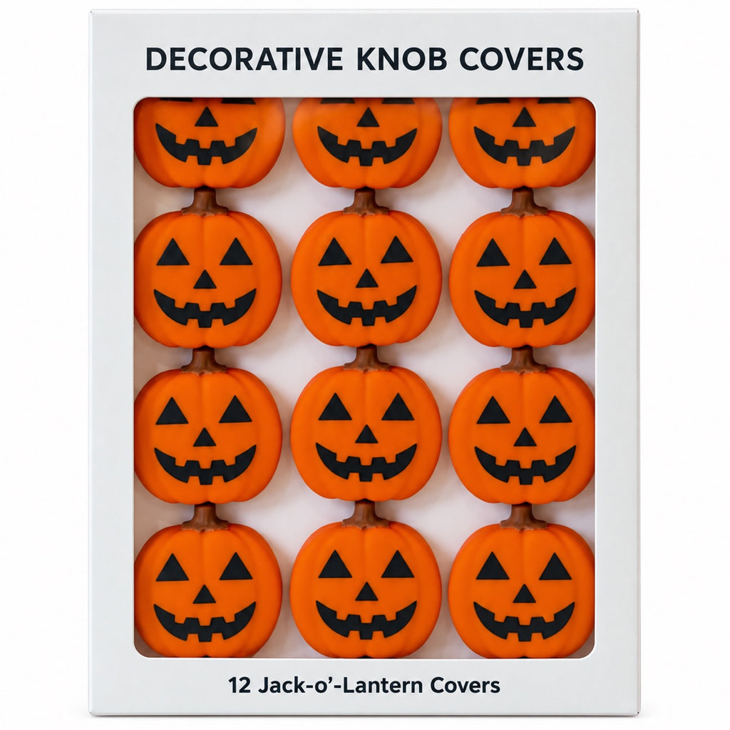12-Pack Halloween Jack-o’-Lantern Knob Covers, Decorative Covers for Cabinet & Drawer Knobs