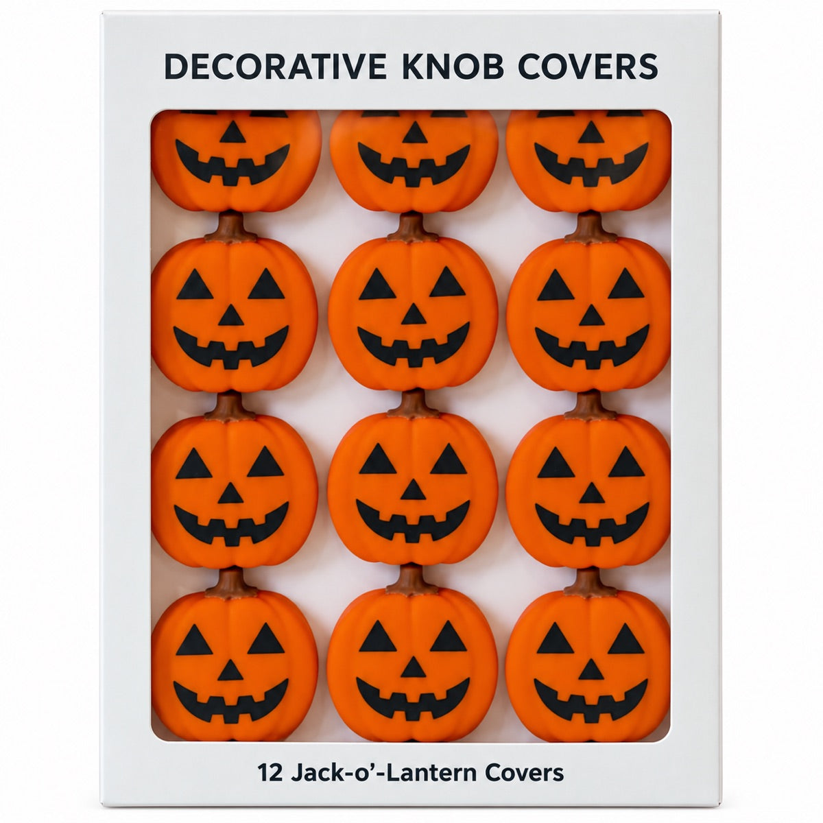 12-Pack Halloween Jack-o’-Lantern Knob Covers, Decorative Covers for Cabinet & Drawer Knobs