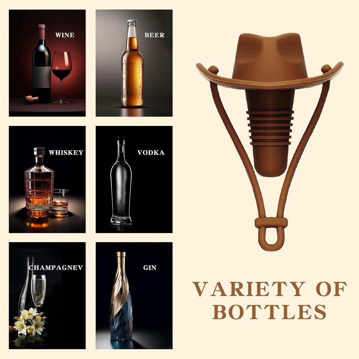 Cowboy Hat Wine Stopper, Reusable Silicone Bottle Stopper for Wine & Champagne, Funny Western Bottle Cap, Cute Party Decoration Gift for Men & Women