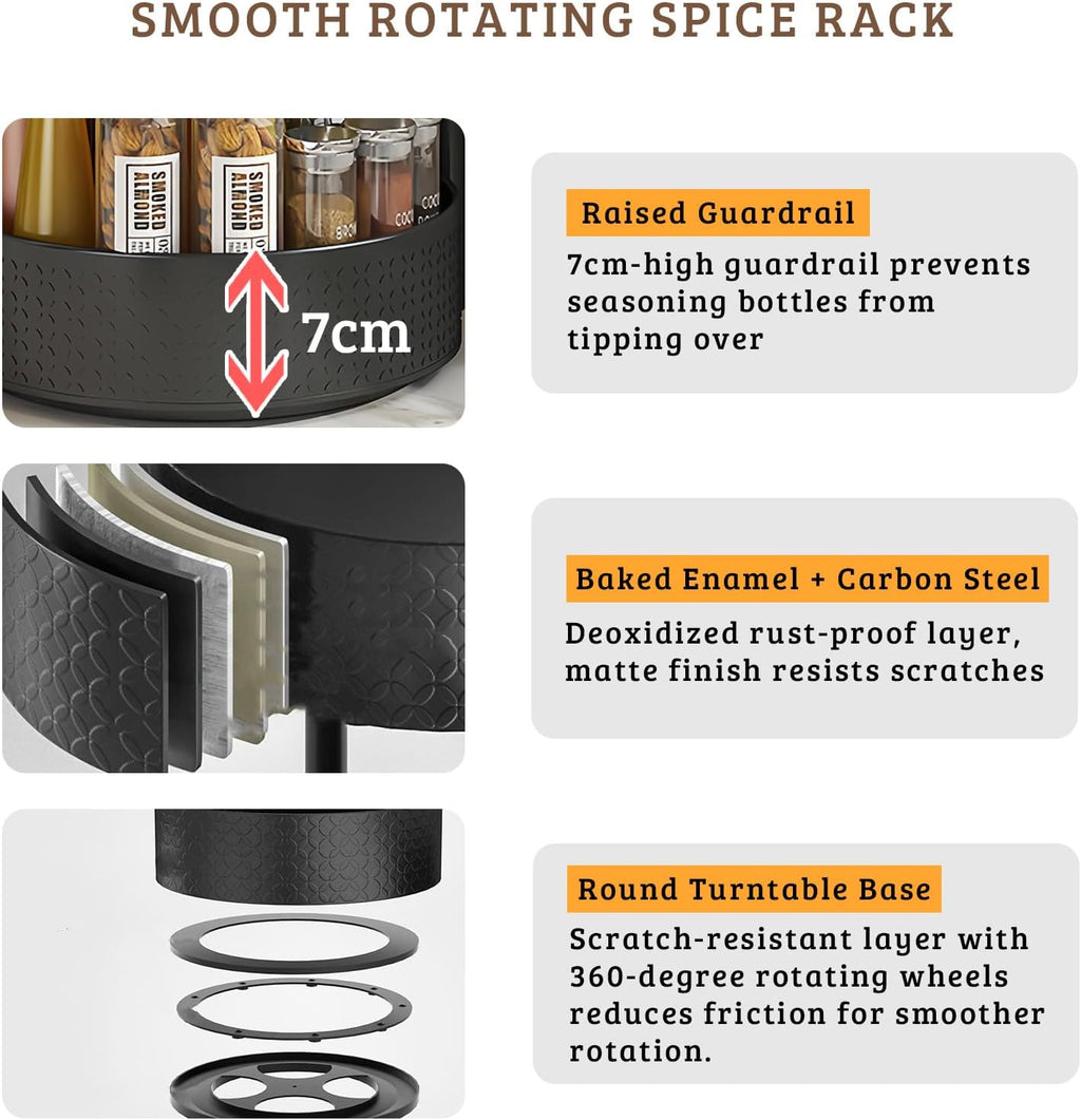 Rotating Spice Rack with Paper Towel Holder, 2 Tier Turntable Lazy Susan, Seasoning Organizer for Kitchen Countertop Cabinet