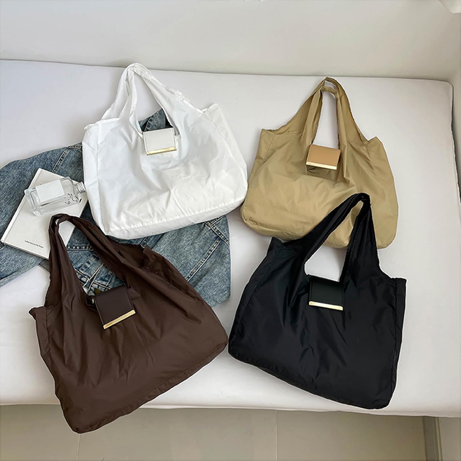 Keychain Tote Bag,Large Capacity Lightweight Foldable Waterproof Key Chain Shopping Bag with Key Ring,Mini Bag for Daily Use