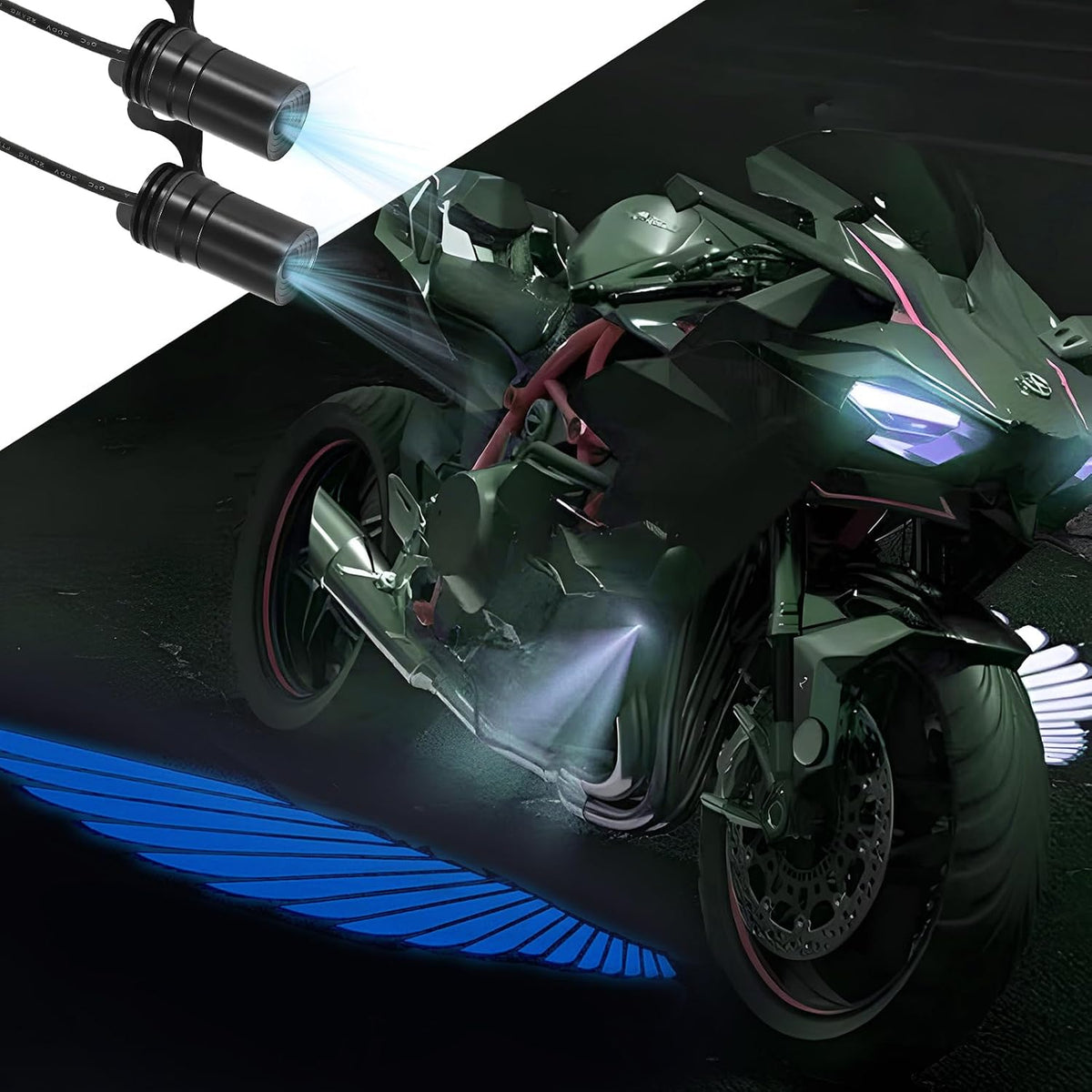 2-Pack Motorcycle Angel Wing Projector Lights – Adjustable LED Ground Lights, 8–36V