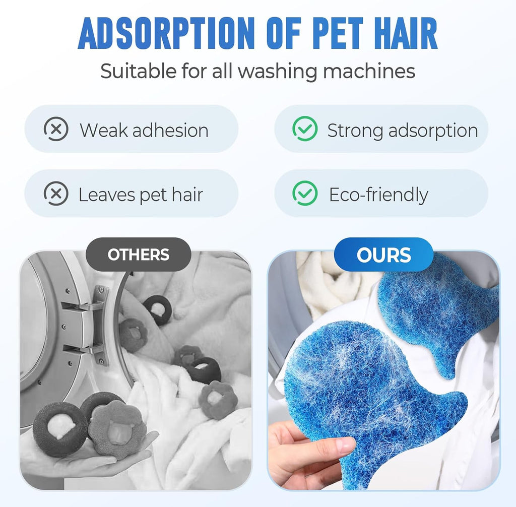 Pet Hair Remover for Laundry, 2026 New Upgrade Reusable Dryer Sheets Pet Hair Remover, Cats Dogs Hairs Catcher Pets Hair Remover Lint Catcher for Washing Machine (Blue-10pcs)