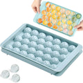 Round Ice Cube Tray with Lid, Reusable 33-Cavity Mini Ice Ball Maker Mold for Freezer, Cocktails & Whiskey