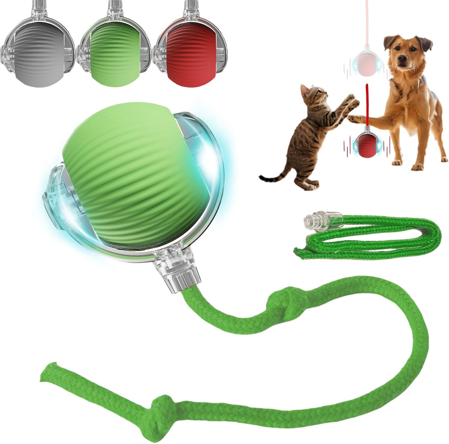 Interactive Dog Cat Toy Ball, Automatic Moving Bouncing Rolling, with Replacement Tail, Pet Smart Chase Ball Rechargeable, Enrichment Toys for Bored Indoor Adult Cats/Dogs