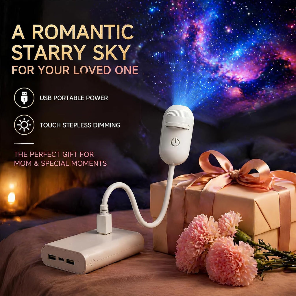 Hd Smart Dynamic 5d Holographic Night Light Projector,USB Galaxy Projector with 6/12Projection Films,Plug-and-Play,360° Adjustable,for Kid Adult Bedroom Ceiling Wall Room