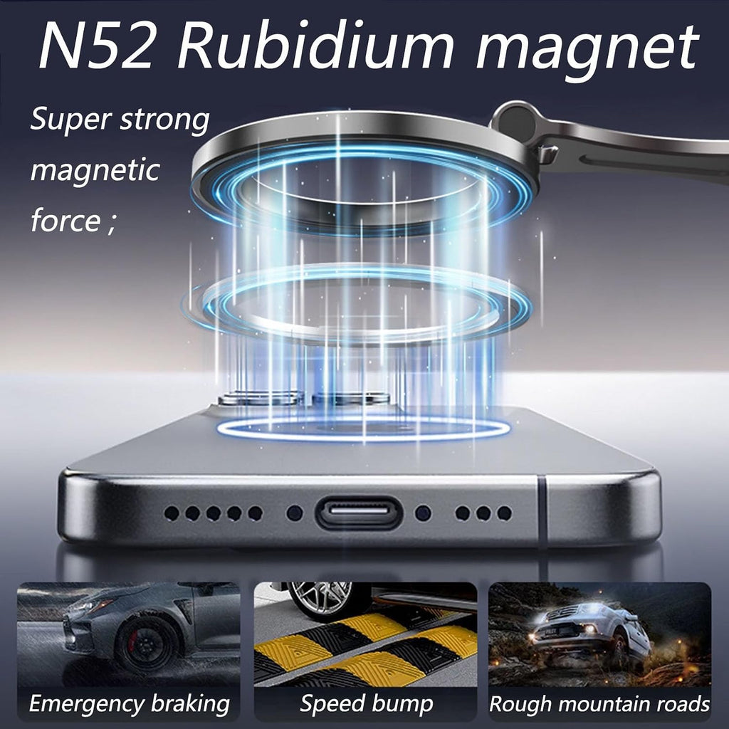 Car Phone Holder for Magsafe, 360° Rotation, Foldable Magnetic Dashboard Phone Holder, Compatible with iPhone 16/15/14/13/12 and All Android Smartphones