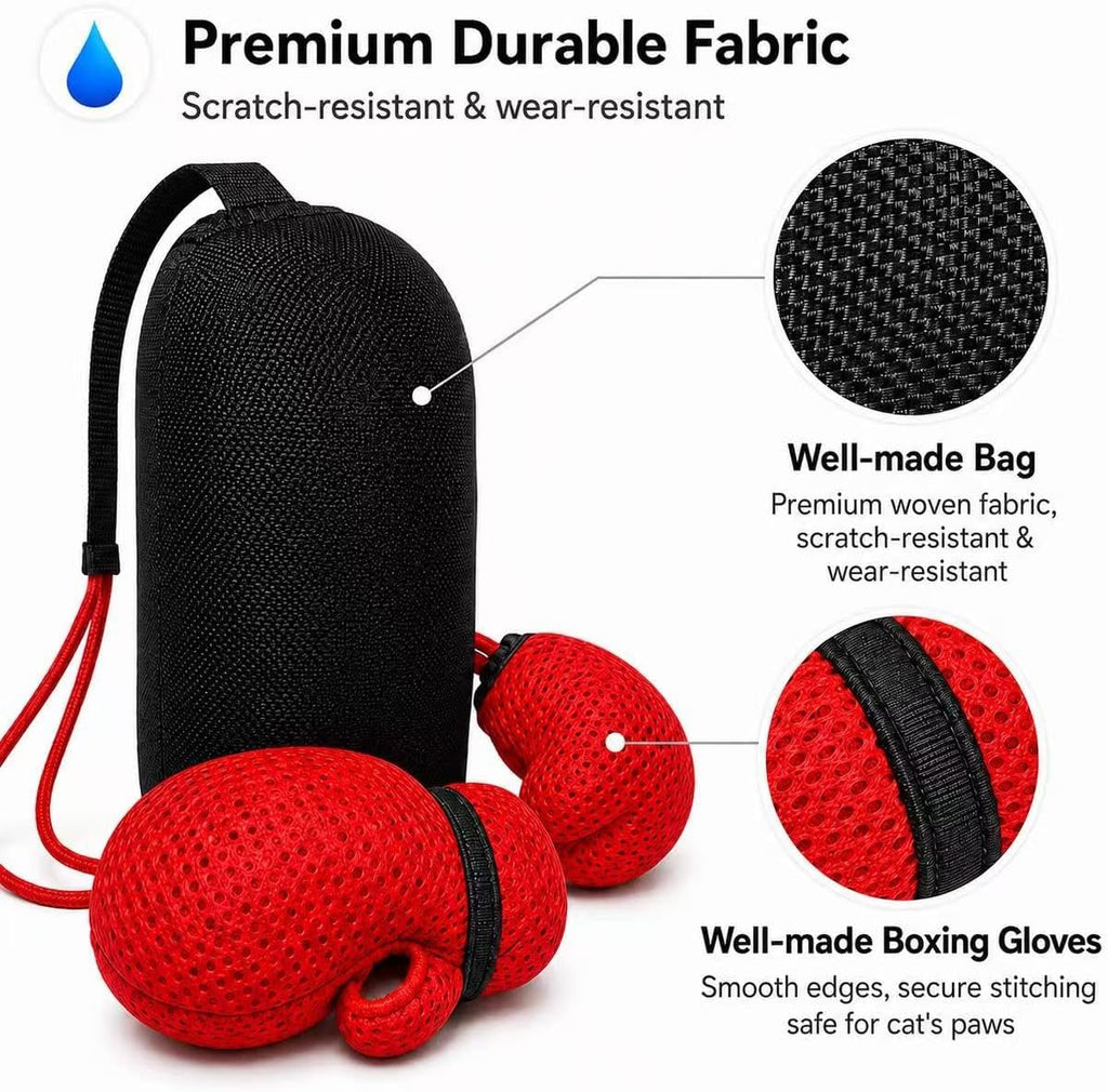 Cat Punching Bag Toy, Interactive Punch Cat Toy with Dangling Boxing Gloves, Sturdy ABS Suction Cup Base Wobble Cat Boxing Toy for Indoor Cats Exercise & Mental Stimulation