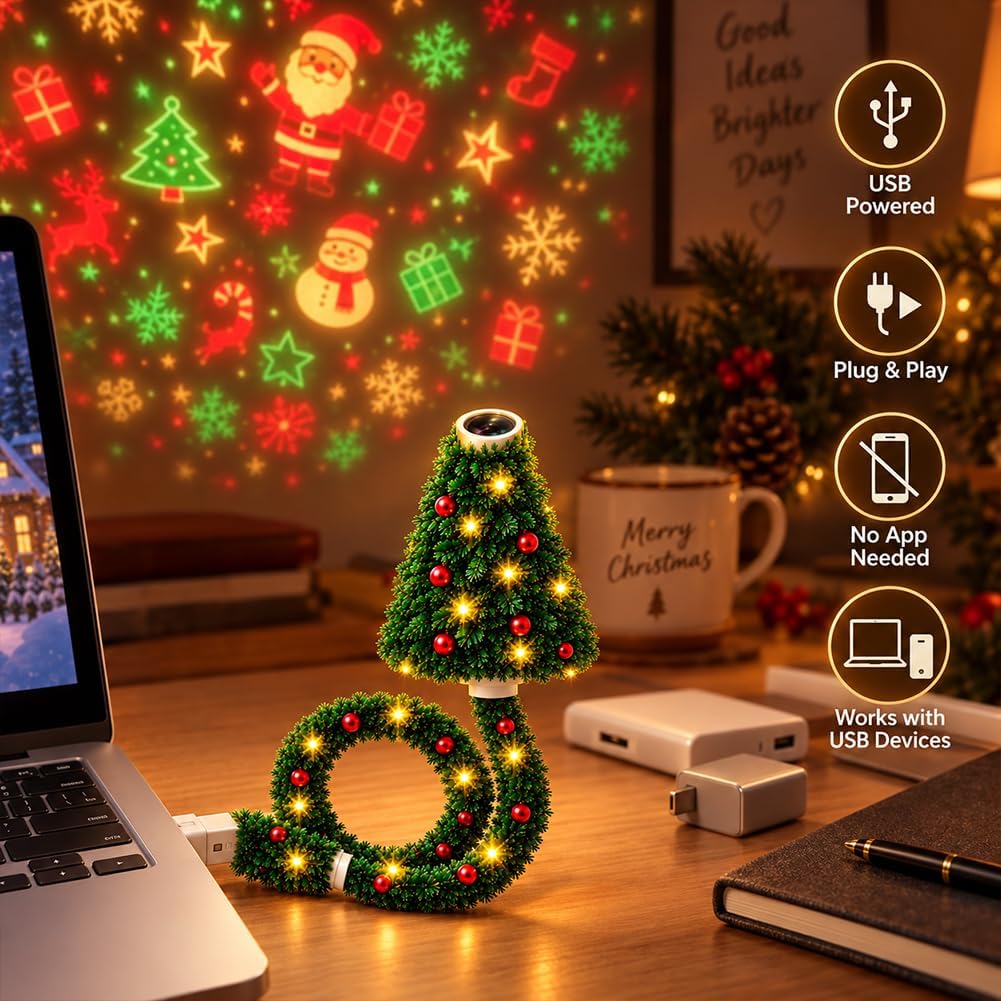 Christmas Projector Light, Plug and Play HD Christmas Projector