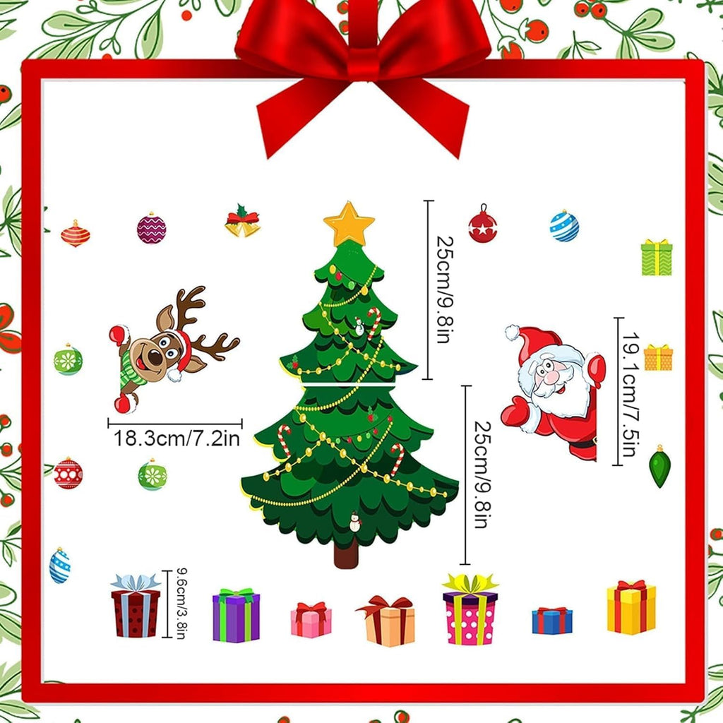 DIY Magnetic Christmas Tree Fridge Magnets Set – Reusable Holiday Refrigerator Decoration Kit with Santa, Reindeer & Gifts