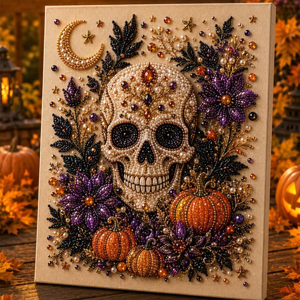 Halloween Ghost Pearl Art DIY Kit, Spooky Cute 3D Diamond Painting Crafts for Adults, DIY Fall Home Decor Wall Art, Beginner DIY Seasonal Party Gift