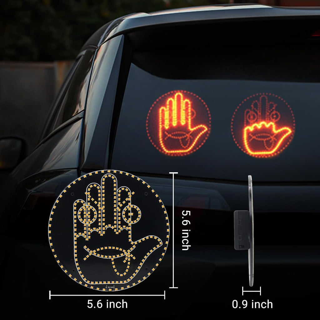 Car Finger Light with Remote, Hand Gesture Amber LED Light - 14 Modes for Road Rage Warning Signs Ideal Car Accessory