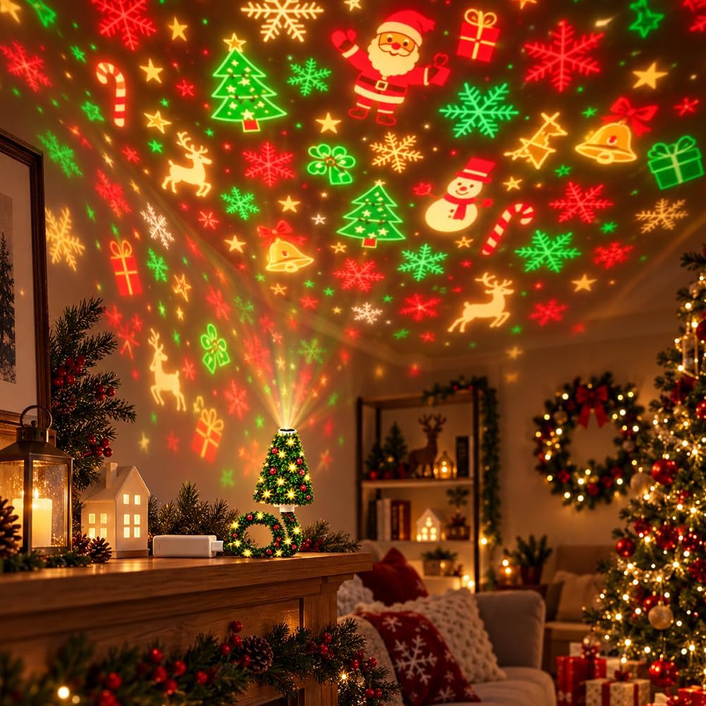 Christmas Projector Light, Plug and Play HD Christmas Projector