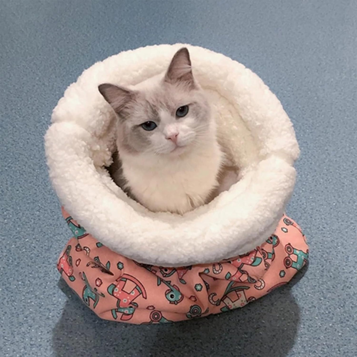 Cozy Convertible Pet Cave Sleeping Bag for Cats, Small Dogs & Rabbits – Plush Indoor Bed