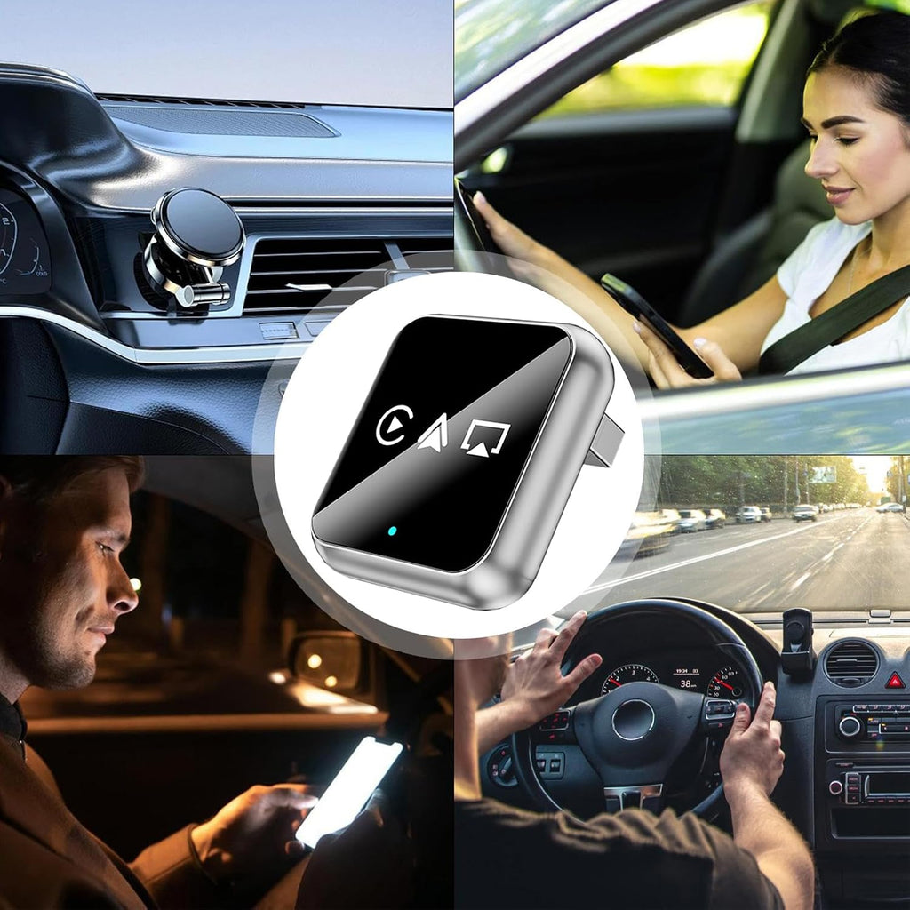 4-in-1 Wireless CarPlay Adapter for Factory Wired CarPlay Cars – Android Auto, AirPlay & MirrorLink