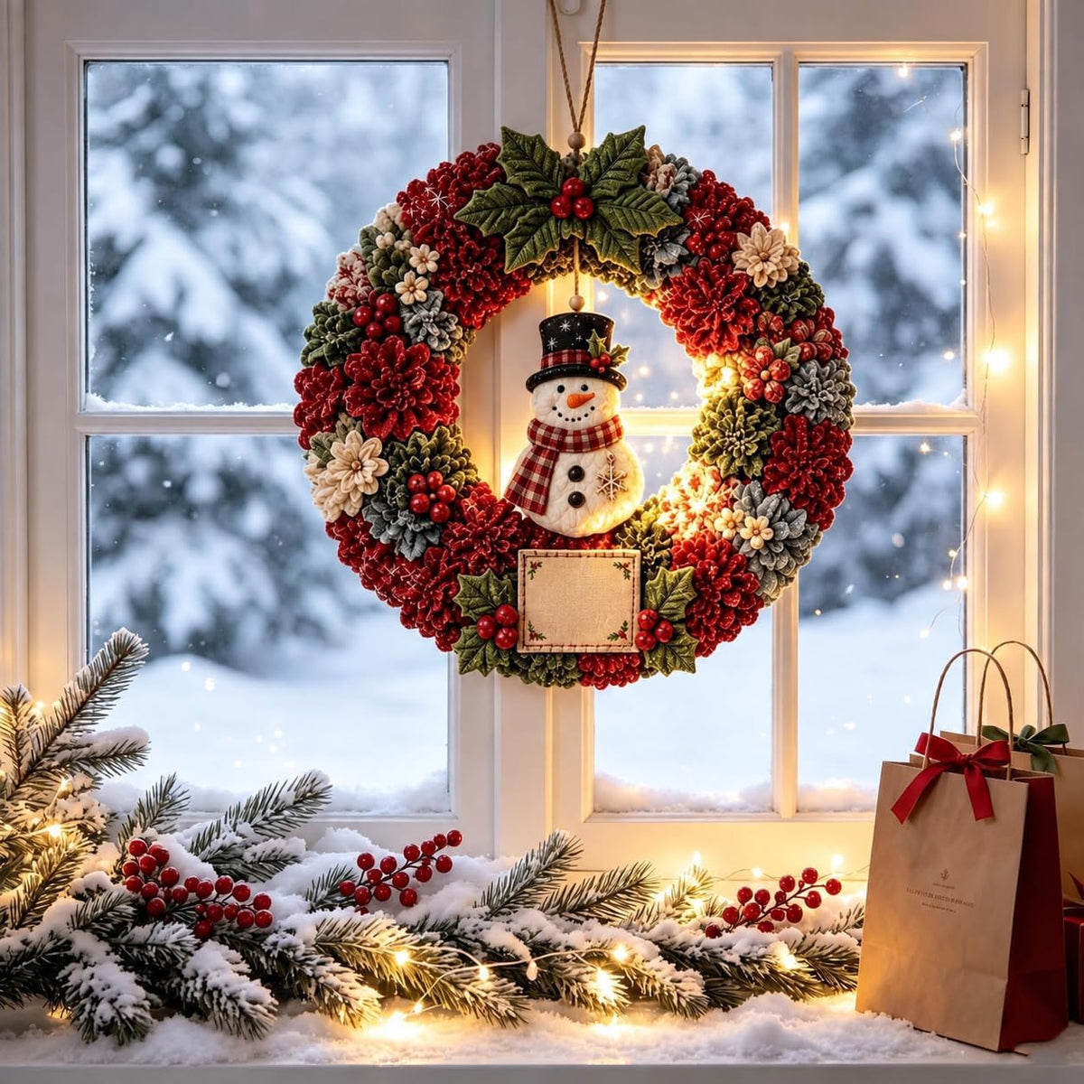 Christmas Wreath Making Kit for Adults, 3D Fabric Poke Art Kit, No-Sew Beginner Craft Project, Handmade Hanging Decoration for Front Door, Wall & Home