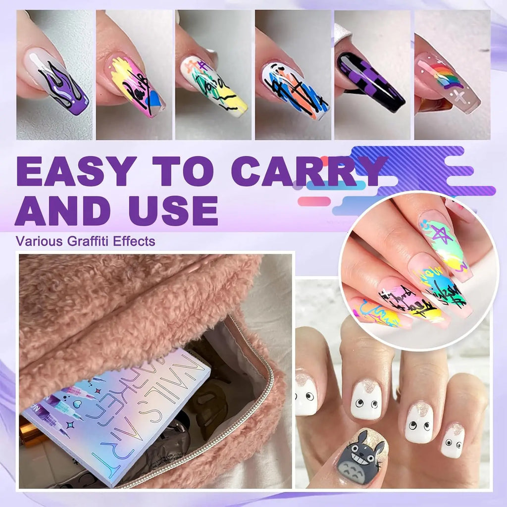 12-Color Ultra-Fine Nail Art Pen Set (0.5mm) - Waterproof & Quick Dry