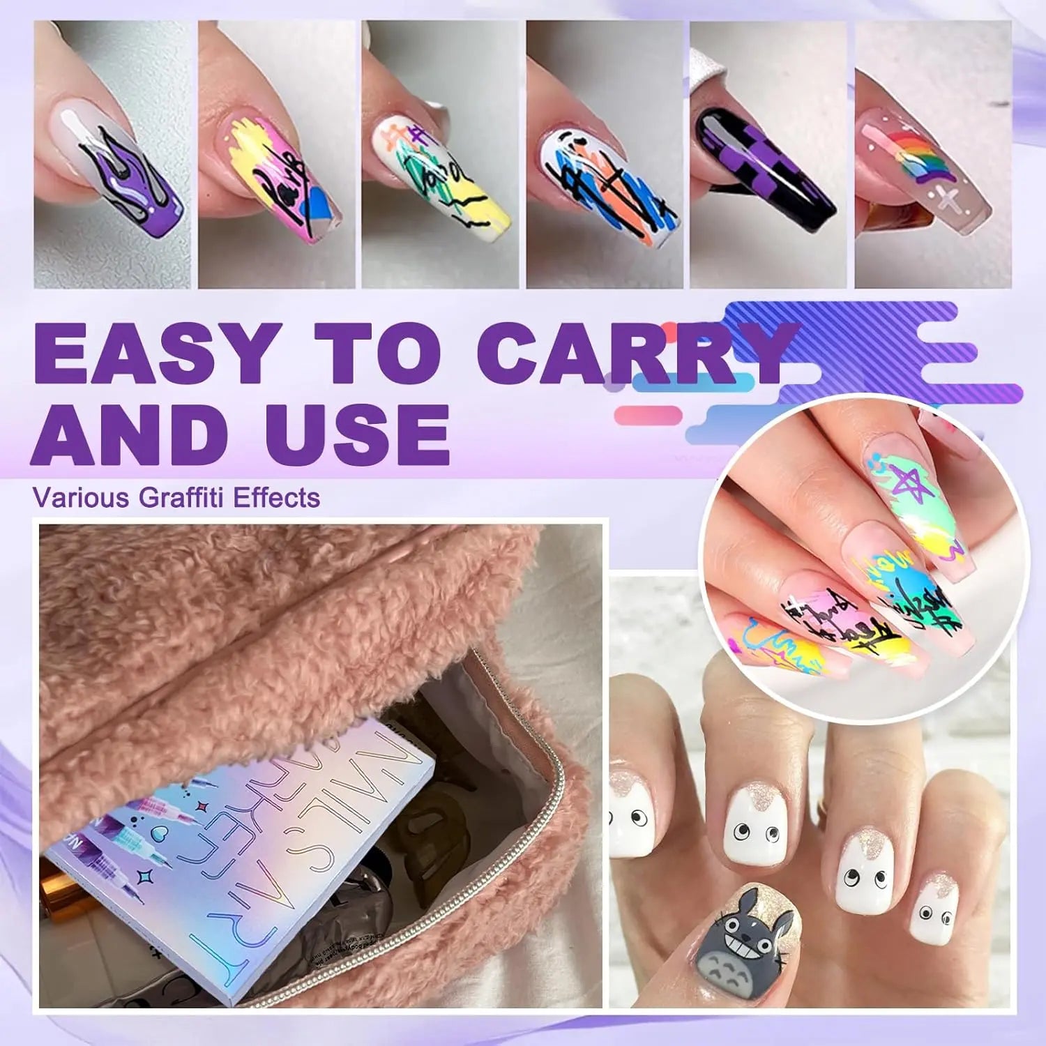 12-Color Ultra-Fine Nail Art Pen Set (0.5mm) - Waterproof & Quick Dry