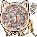 135-Piece Cat-Shaped Wooden Jigsaw Puzzle, Morandi Color Animal Puzzle for Adults, Creative Home Decor Gift