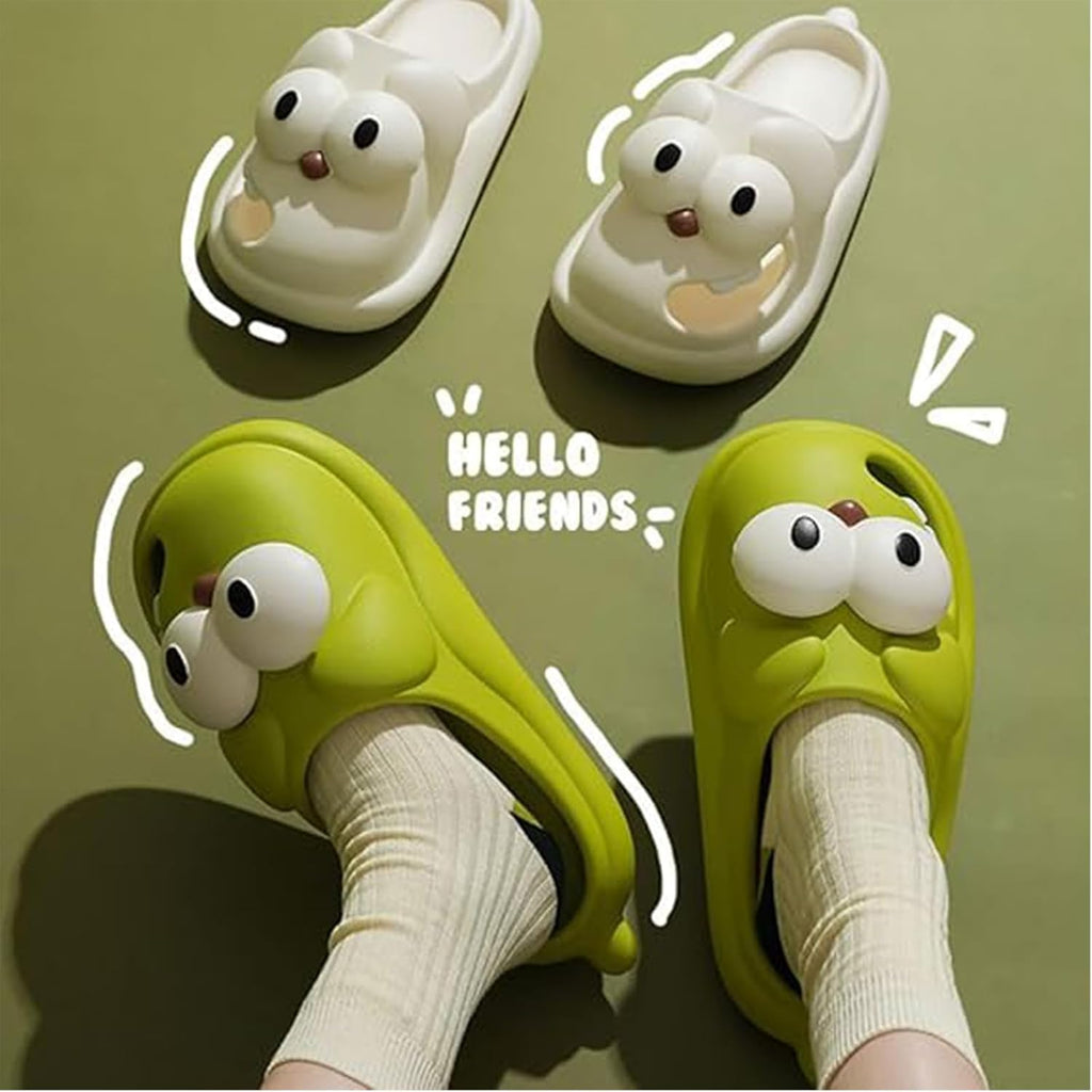 Kissing Slippers for Couples – Funny 3D Big Eye Dog Tongue Kiss Slides, Cute Cartoon House Shoes, Indoor Slippers for Women Men Non-Slip