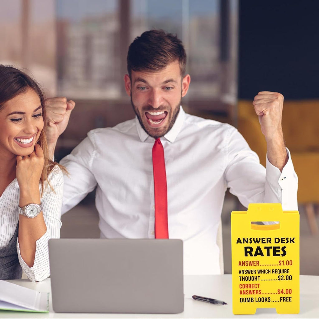 Answer Desk Rates Sign, 6.3x3.94x3.15 Inch Funny Team Office Gifts Funny Office Gag Sign for Coworker Employee Teammate Boss