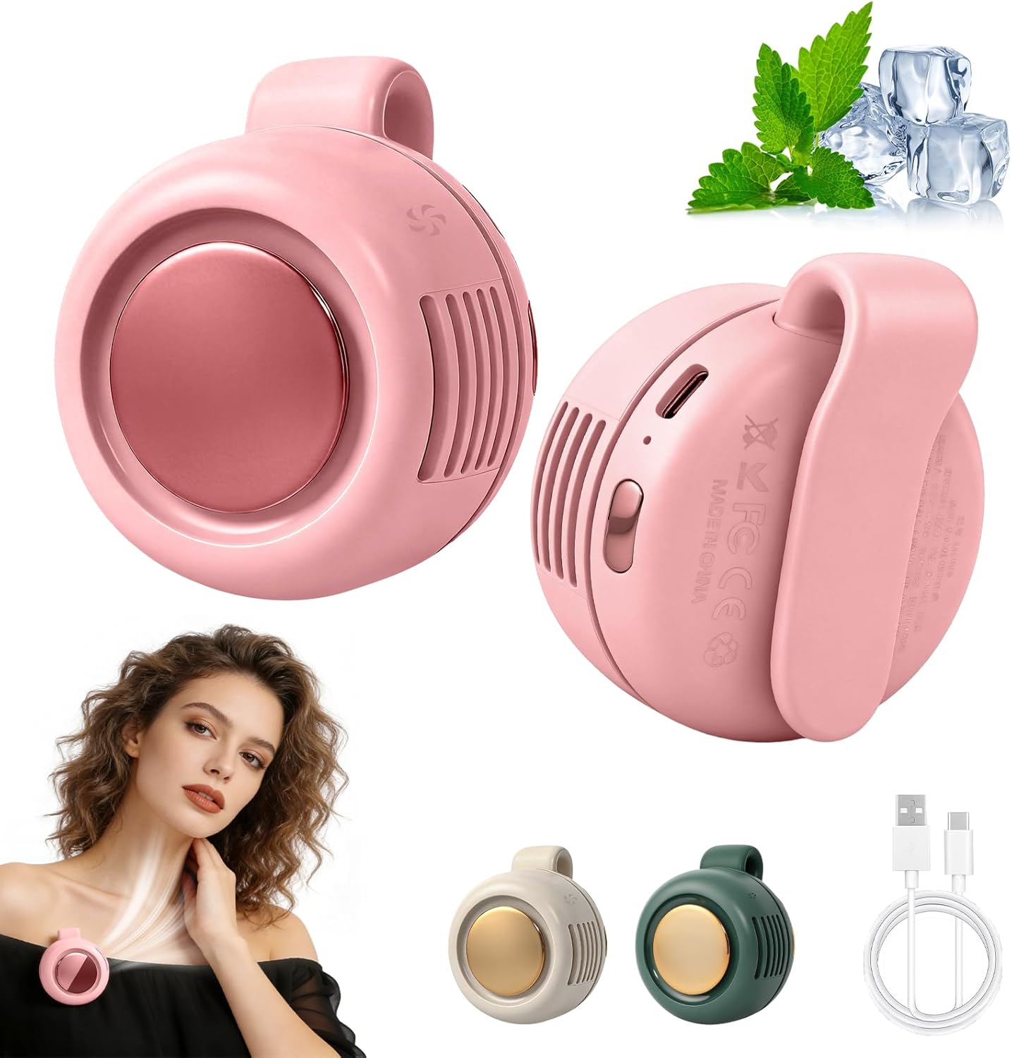 Portable Silent Mini Bladeless Fan Clip On,3 Speeds Clip-On Fans For Shirt,Small Clips Fanmini Whirlwind Fans For Waist Clips Suitable For Outdoor & Travel & Office (Green)