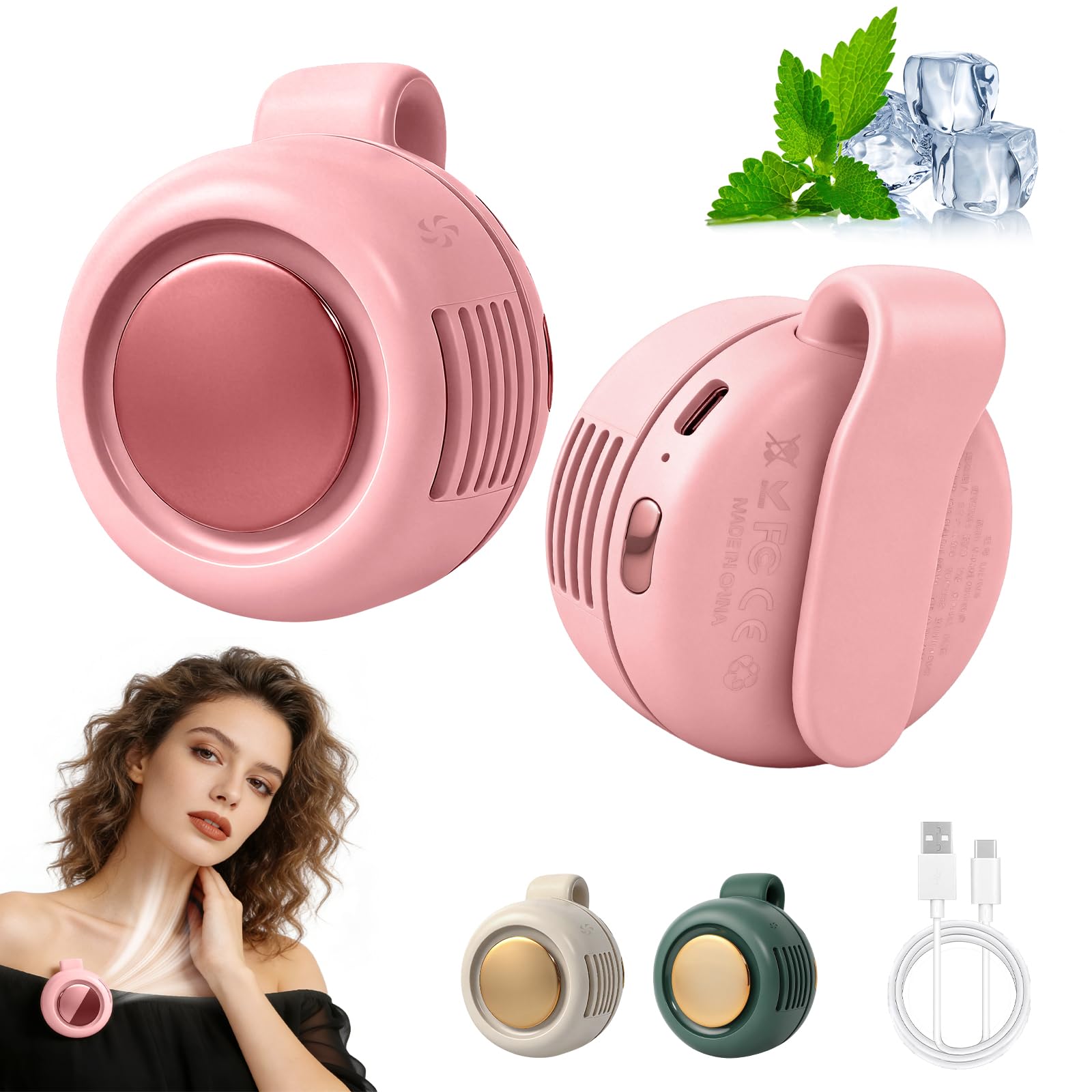 Portable Silent Mini Bladeless Fan Clip On,3 Speeds Clip-On Fans For Shirt,Small Clips Fanmini Whirlwind Fans For Waist Clips Suitable For Outdoor & Travel & Office (Green)